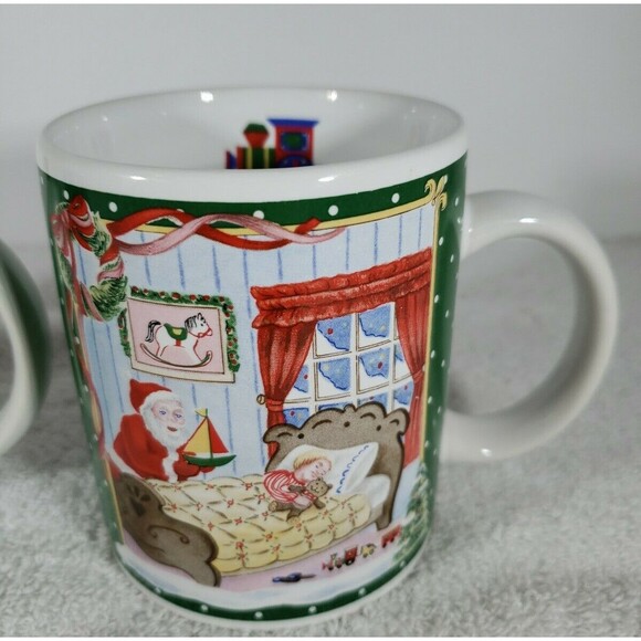 Christmas Santa Train Coffee Mugs Breckenridge Holidays Set of Two Collectible - Picture 3 of 12